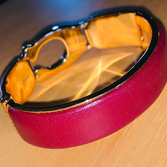 Leather and Gold Coach Cuff Bracelet - Picture 4 of 7